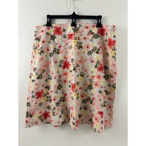 Christopher & Banks Womens Skirt 16 Floral Linen Blend Cottage Core Multi Color